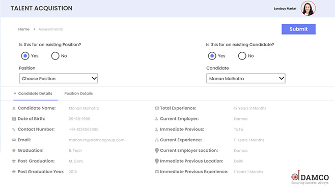 Active Assessment Screen