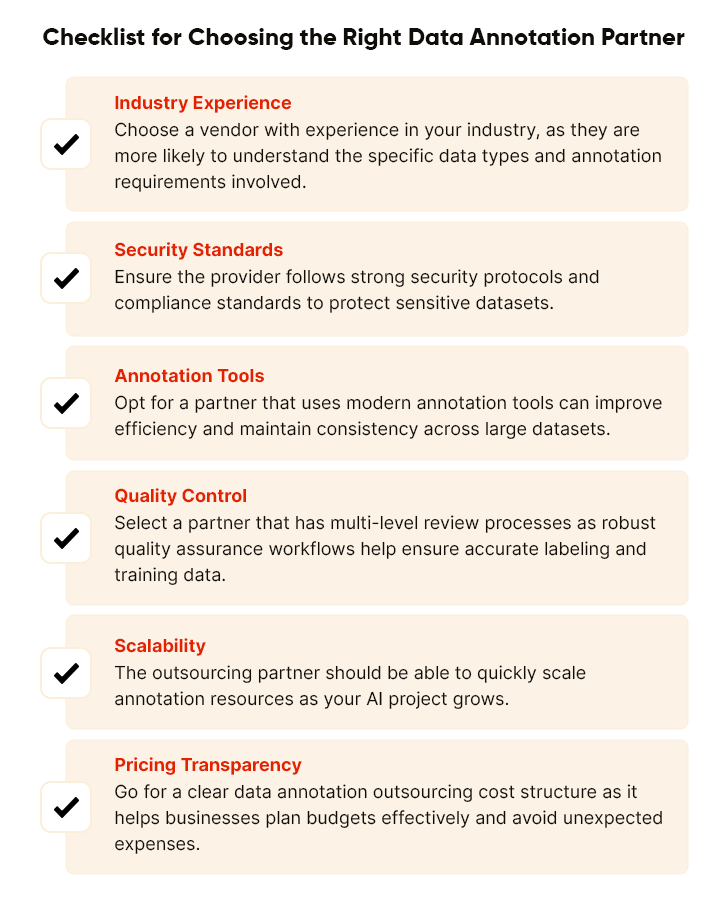 Checklist for choosing a data annotation partner